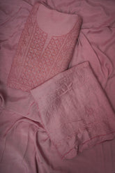 Muslin- Heavy Chikankari UnStitched 3 Pc Suit Set -Powder Pink